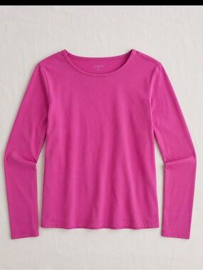 LL Bean Pima Cotton Long Sleeve Tee 1X Pink Soft Stretch Casual Preppy Comfort